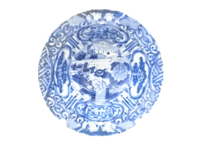 JAPANESE CERAMICS / BOWL / BLUE & WHITE (PORCELAIN) / FLOWER